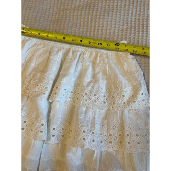 House of Harlow 1960 Ruffle Cottage Core White Eyelet Tiered Mini Skirt Small - Picture 6 of 11